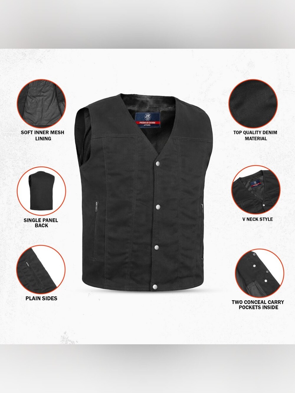 Daniel Smart MFG The Dark Knight Men's Denim Motorcycle Vest